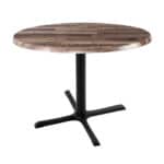 30-Inch Tall Indoor/Outdoor Table with 30-Inch Diameter Rustic Round Top, Black Wrinkle Base, and 30 x 30-Inch Diameter Foot