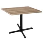 30-Inch Tall Indoor/Outdoor Table with 30 x 30-Inch Diameter Natural Square Top, Black Wrinkle Base, and 30 x 30-Inch Diameter Foot