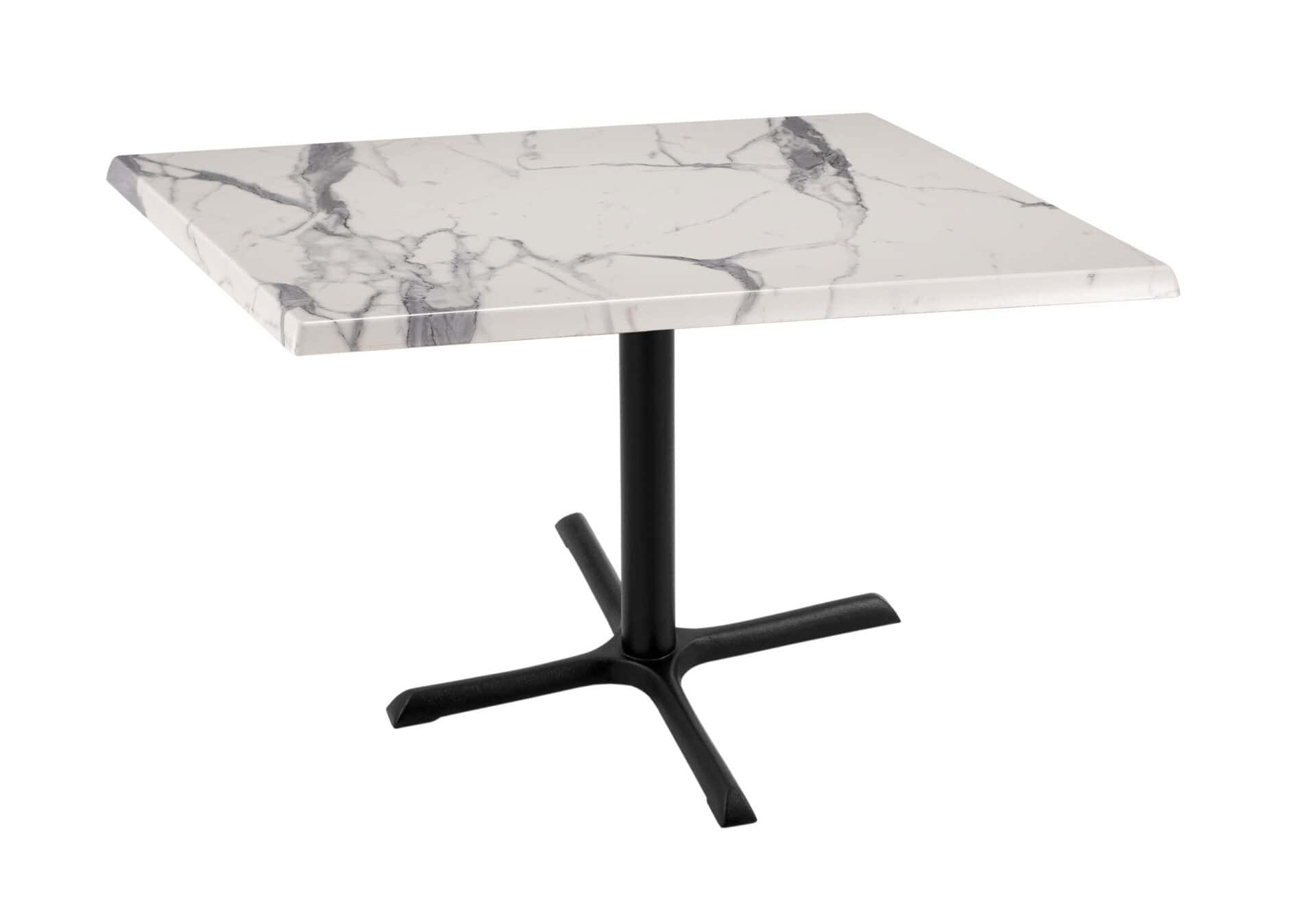 30-Inch Tall Indoor/Outdoor Table with 36 x 36-Inch Diameter White Marble Square Top, Black Wrinkle Base, and 30 x 30-Inch Diameter Foot 1 30-Inch Tall Indoor/Outdoor Table with 36 x 36-Inch Diameter White Marble Square Top, Black Wrinkle Base, and 30 x 30-Inch Diameter Foot