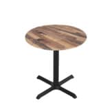 30-Inch Tall Indoor/Outdoor Table with 32-Inch Diameter Rustic Round Top, Black Wrinkle Base, and 30 x 30-Inch Diameter Foot