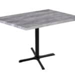 36-Inch Tall Indoor/Outdoor Table with 30 x 48-Inch Diameter Greystone Rectangle Top, Black Wrinkle Base, and 30 x 30-Inch Diameter Foot