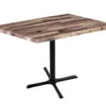 36-Inch Tall Indoor/Outdoor Table with 30 x 48-Inch Diameter Rustic Rectangle Top, Black Wrinkle Base, and 30 x 30-Inch Diameter Foot