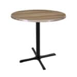 36-Inch Tall Indoor/Outdoor Table with 30-Inch Diameter Natural Round Top, Black Wrinkle Base, and 30 x 30-Inch Diameter Foot 6 36-Inch Tall Indoor/Outdoor Table with 30-Inch Diameter Natural Round Top, Black Wrinkle Base, and 30 x 30-Inch Diameter Foot
