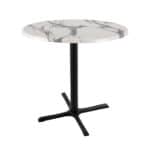 36-Inch Tall Indoor/Outdoor Table with 30-Inch Diameter White Marble Round Top, Black Wrinkle Base, and 30 x 30-Inch Diameter Foot 6 36-Inch Tall Indoor/Outdoor Table with 30-Inch Diameter White Marble Round Top, Black Wrinkle Base, and 30 x 30-Inch Diameter Foot
