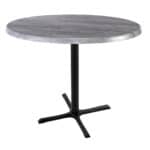 36-Inch Tall Indoor/Outdoor Table with 36-Inch Diameter Greystone Round Top, Black Wrinkle Base, and 30 x 30-Inch Diameter Foot