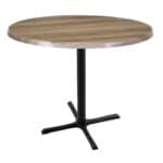 36-Inch Tall Indoor/Outdoor Table with 36-Inch Diameter Natural Round Top, Black Wrinkle Base, and 30 x 30-Inch Diameter Foot