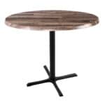 36-Inch Tall Indoor/Outdoor Table with 36-Inch Diameter Rustic Round Top, Black Wrinkle Base, and 30 x 30-Inch Diameter Foot