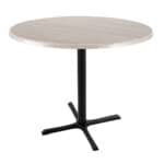 36-Inch Tall Indoor/Outdoor Table with 36-Inch Diameter White Ash Round Top, Black Wrinkle Base, and 30 x 30-Inch Diameter Foot
