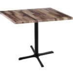 36-Inch Tall Indoor/Outdoor Table with 36 x 36-Inch Diameter Rustic Square Top, Black Wrinkle Base, and 30 x 30-Inch Diameter Foot 6 36-Inch Tall Indoor/Outdoor Table with 36 x 36-Inch Diameter Rustic Square Top, Black Wrinkle Base, and 30 x 30-Inch Diameter Foot