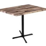 42-Inch Tall Indoor/Outdoor Table with 30 x 48-Inch Diameter Rustic Rectangle Top, Black Wrinkle Base, and 30 x 30-Inch Diameter Foot