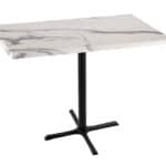 42-Inch Tall Indoor/Outdoor Table with 30 x 48-Inch Diameter White Marble Rectangle Top, Black Wrinkle Base, and 30 x 30-Inch Diameter Foot