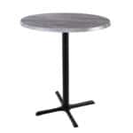 42-Inch Tall Indoor/Outdoor Table with 30-Inch Diameter Greystone Round Top, Black Wrinkle Base, and 30 x 30-Inch Diameter Foot