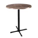 42-Inch Tall Indoor/Outdoor Table with 30-Inch Diameter Rustic Round Top, Black Wrinkle Base, and 30 x 30-Inch Diameter Foot