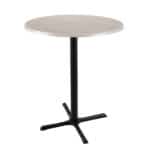 42-Inch Tall Indoor/Outdoor Table with 30-Inch Diameter White Ash Round Top, Black Wrinkle Base, and 30 x 30-Inch Diameter Foot
