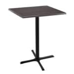 42-Inch Tall Indoor/Outdoor Table with 30 x 30-Inch Diameter Charcoal Square Top, Black Wrinkle Base, and 30 x 30-Inch Diameter Foot
