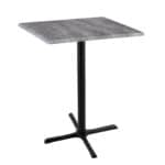 42-Inch Tall Indoor/Outdoor Table with 30 x 30-Inch Diameter Greystone Square Top, Black Wrinkle Base, and 30 x 30-Inch Diameter Foot