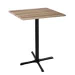 42-Inch Tall Indoor/Outdoor Table with 30 x 30-Inch Diameter Natural Square Top, Black Wrinkle Base, and 30 x 30-Inch Diameter Foot