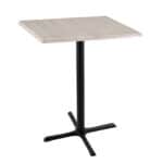 42-Inch Tall Indoor/Outdoor Table with 30 x 30-Inch Diameter White Ash Square Top, Black Wrinkle Base, and 30 x 30-Inch Diameter Foot