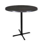 42-Inch Tall Indoor/Outdoor Table with 36-Inch Diameter Charcoal Round Top, Black Wrinkle Base, and 30 x 30-Inch Diameter Foot