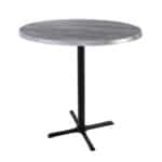 42-Inch Tall Indoor/Outdoor Table with 36-Inch Diameter Greystone Round Top, Black Wrinkle Base, and 30 x 30-Inch Diameter Foot