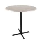 42-Inch Tall Indoor/Outdoor Table with 36-Inch Diameter White Ash Round Top, Black Wrinkle Base, and 30 x 30-Inch Diameter Foot