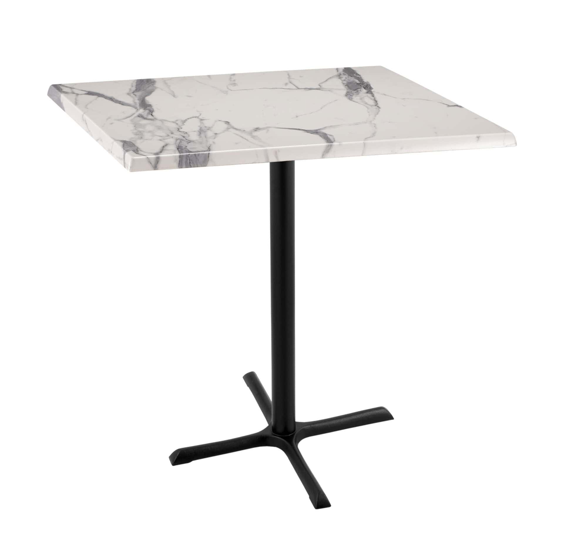 42-Inch Tall Indoor/Outdoor Table with 36 x 36-Inch Diameter White Marble Square Top, Black Wrinkle Base, and 30 x 30-Inch Diameter Foot 1 42-Inch Tall Indoor/Outdoor Table with 36 x 36-Inch Diameter White Marble Square Top, Black Wrinkle Base, and 30 x 30-Inch Diameter Foot