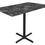 42-Inch Tall Indoor/Outdoor Table with 32 x 48-Inch Diameter Black Marble Rectangle Top, Black Wrinkle Base, and 30 x 30-Inch Diameter Foot