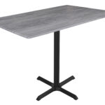 42-Inch Tall Indoor/Outdoor Table with 32 x 48-Inch Diameter Greystone Rectangle Top, Black Wrinkle Base, and 30 x 30-Inch Diameter Foot
