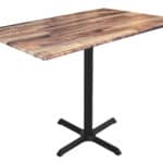 36-Inch Tall Indoor/Outdoor Table with 32 x 48-Inch Diameter Rustic Rectangle Top, Black Wrinkle Base, and 30 x 30-Inch Diameter Foot