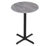 42-Inch Tall Indoor/Outdoor Table with 36-Inch Diameter Greystone Round Top, Black Wrinkle Base, and 30 x 30-Inch Diameter Foot