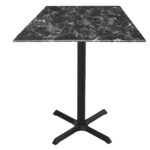 42-Inch Tall Indoor/Outdoor Table with 36 x 36-Inch Diameter Black Marble Square Top, Black Wrinkle Base, and 30 x 30-Inch Diameter Foot