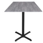 42-Inch Tall Indoor/Outdoor Table with 36 x 36-Inch Diameter Greystone Square Top, Black Wrinkle Base, and 30 x 30-Inch Diameter Foot