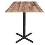 36-Inch Tall Indoor/Outdoor Table with 36 x 36-Inch Diameter Rustic Square Top, Black Wrinkle Base, and 30 x 30-Inch Diameter Foot