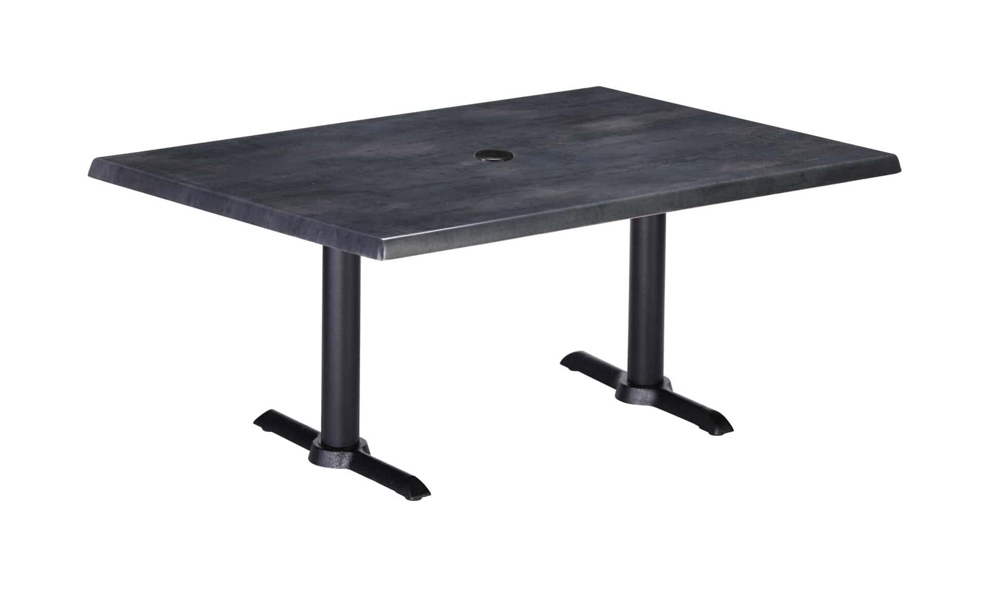 30-Inch Tall Indoor/Outdoor Table with 30 x 48-Inch Diameter Black Steel Rectangle Top with Umbrella Hole, Two Black Wrinkle Bases, and 22-Inch Diameter Foot 1 30-Inch Tall Indoor/Outdoor Table with 30 x 48-Inch Diameter Black Steel Rectangle Top with Umbrella Hole, Two Black Wrinkle Bases, and 22-Inch Diameter Foot