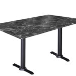 30-Inch Tall Indoor/Outdoor Table with 32 x 48-Inch Diameter Black Marble Rectangle Top, Two Black Wrinkle Bases, and 22-Inch Diameter Foot