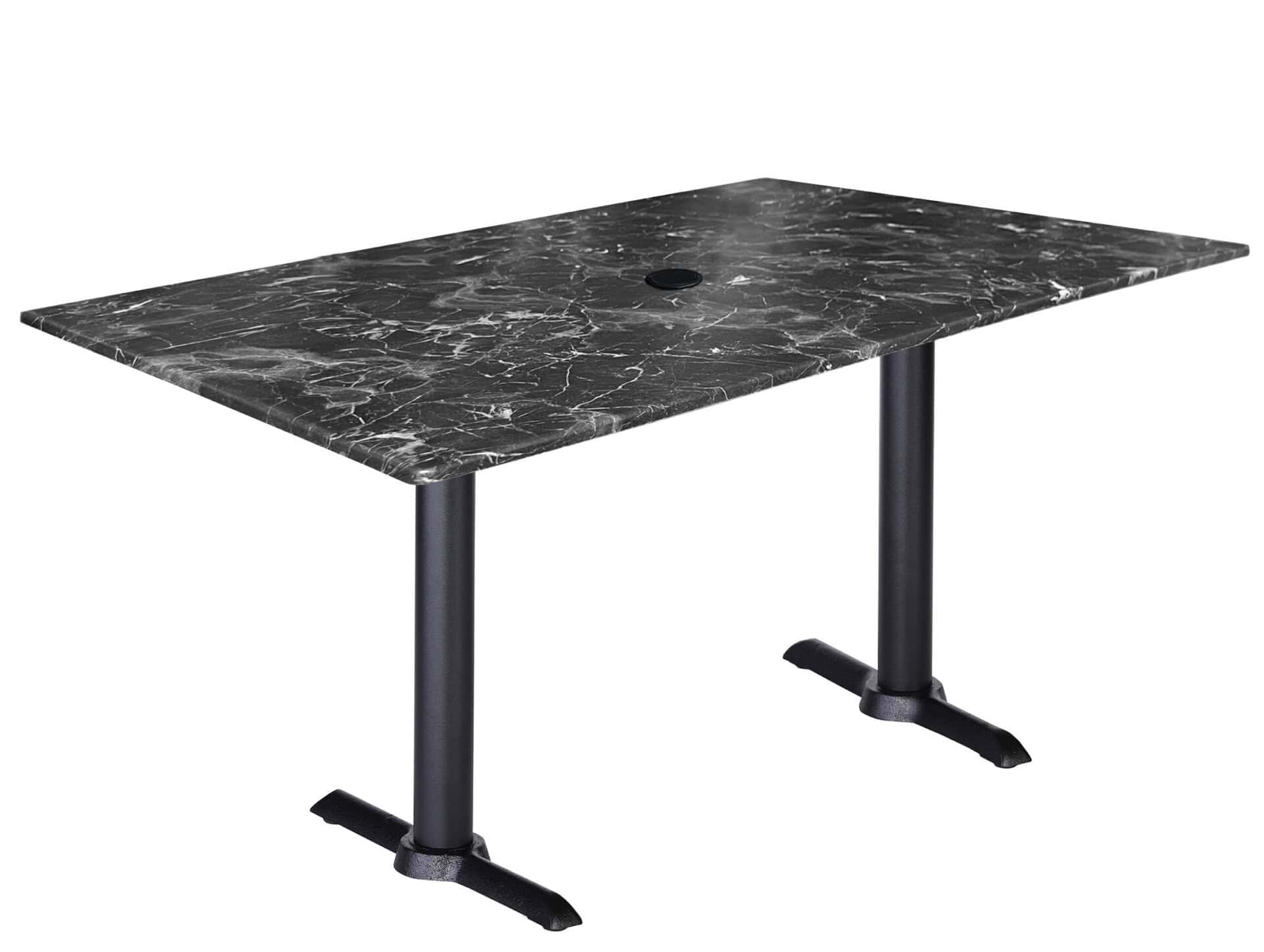 30-Inch Tall Indoor/Outdoor Table with 32 x 48-Inch Diameter Black Marble Rectangle Top with Umbrella Hole, Two Black Wrinkle Bases, and 22-Inch Diameter Foot 6 30-Inch Tall Indoor/Outdoor Table with 32 x 48-Inch Diameter Black Marble Rectangle Top with Umbrella Hole, Two Black Wrinkle Bases, and 22-Inch Diameter Foot