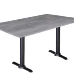 30-Inch Tall Indoor/Outdoor Table with 32 x 48-Inch Diameter Greystone Rectangle Top, Two Black Wrinkle Bases, and 22-Inch Diameter Foot
