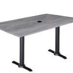 30-Inch Tall Indoor/Outdoor Table with 32 x 48-Inch Diameter Greystone Rectangle Top with Umbrella Hole, Two Black Wrinkle Bases, and 22-Inch Diameter Foot