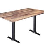 30-Inch Tall Indoor/Outdoor Table with 32 x 48-Inch Diameter Rustic Rectangle Top, Two Black Wrinkle Bases, and 22-Inch Diameter Foot