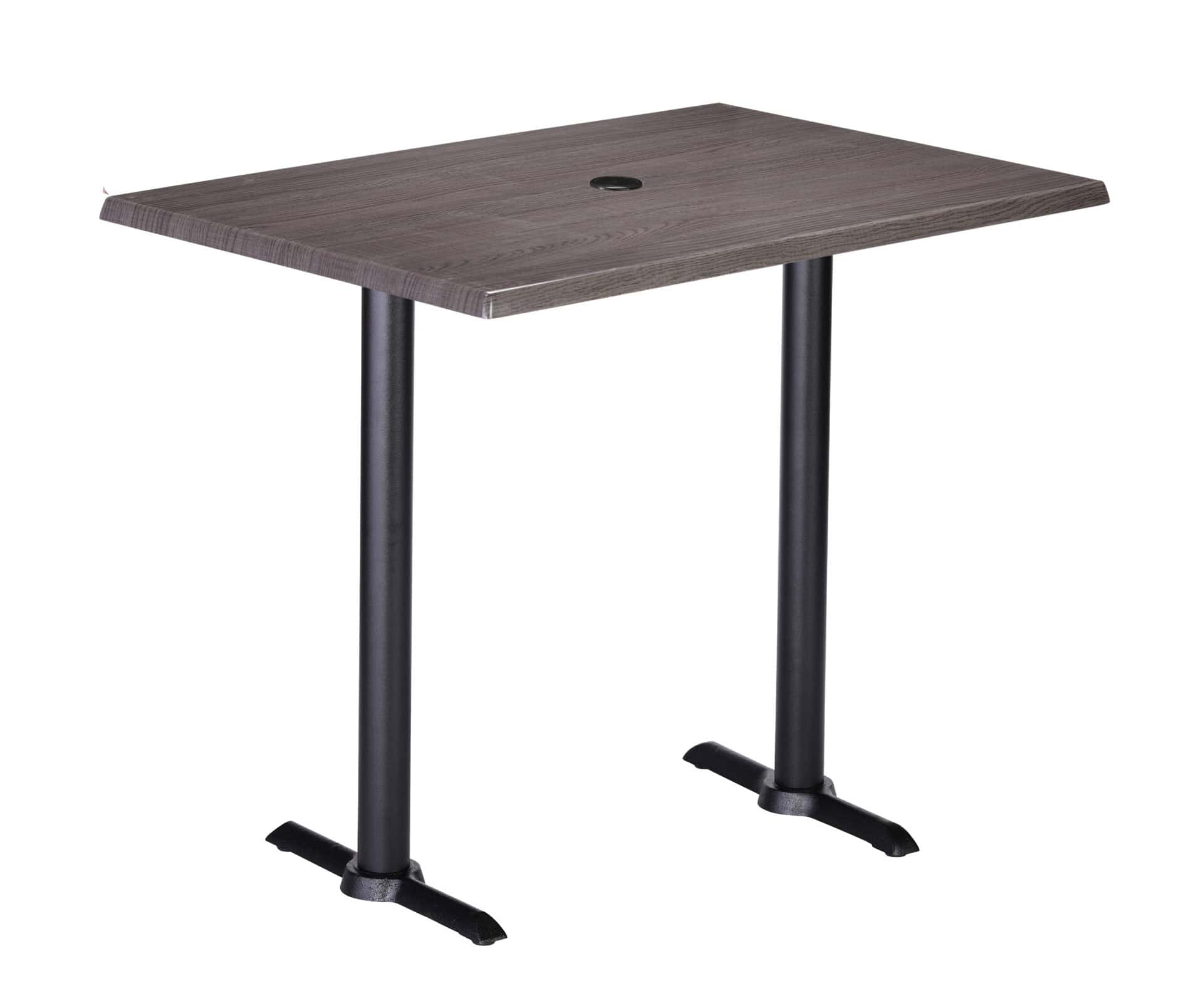42-Inch Tall Indoor/Outdoor Table with 30 x 48-Inch Diameter Charcoal Rectangle Top with Umbrella Hole, Two Black Wrinkle Bases, and 22-Inch Diameter Foot 1 42-Inch Tall Indoor/Outdoor Table with 30 x 48-Inch Diameter Charcoal Rectangle Top with Umbrella Hole, Two Black Wrinkle Bases, and 22-Inch Diameter Foot