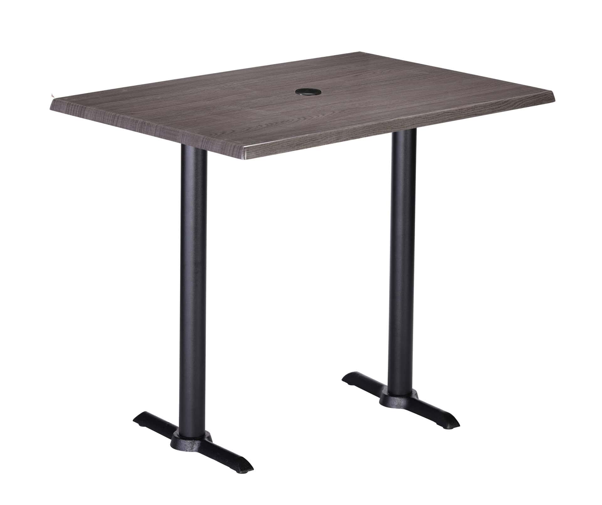 42-Inch Tall Indoor/Outdoor Table with 30 x 48-Inch Diameter Charcoal Rectangle Top with Umbrella Hole, Two Black Wrinkle Bases, and 22-Inch Diameter Foot 6 42-Inch Tall Indoor/Outdoor Table with 30 x 48-Inch Diameter Charcoal Rectangle Top with Umbrella Hole, Two Black Wrinkle Bases, and 22-Inch Diameter Foot