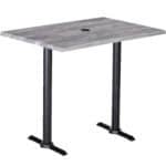 42-Inch Tall Indoor/Outdoor Table with 30 x 48-Inch Diameter Greystone Rectangle Top with Umbrella Hole, Two Black Wrinkle Bases, and 22-Inch Diameter Foot 6 42-Inch Tall Indoor/Outdoor Table with 30 x 48-Inch Diameter Greystone Rectangle Top with Umbrella Hole, Two Black Wrinkle Bases, and 22-Inch Diameter Foot