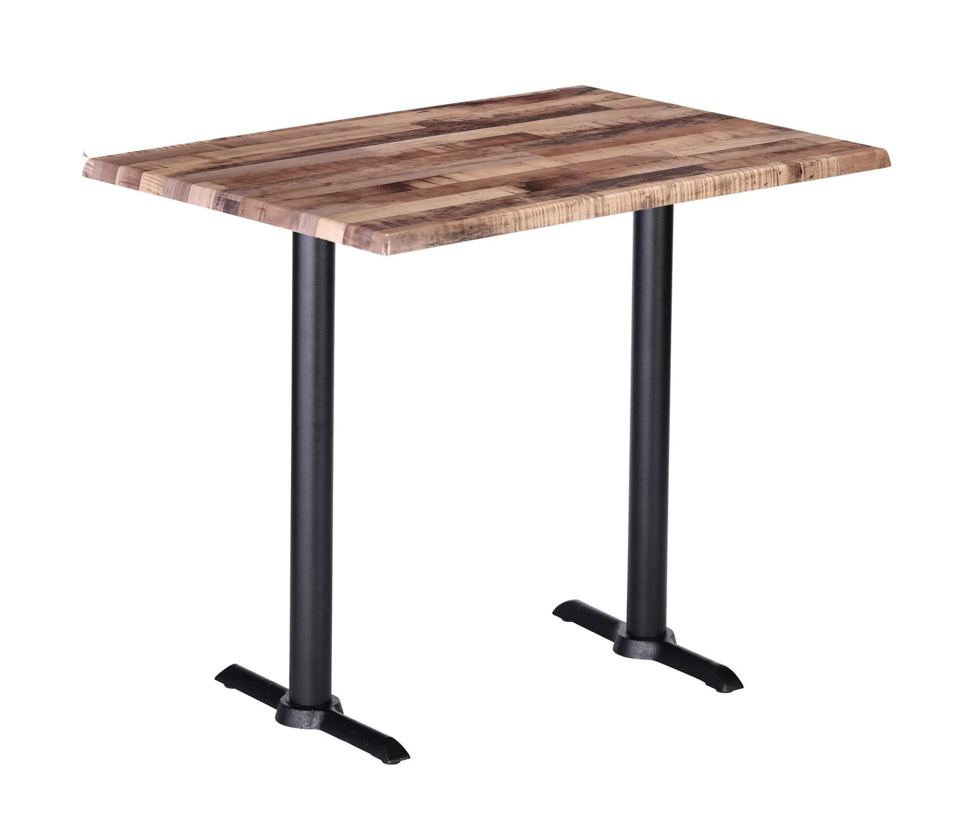 42-Inch Tall Indoor/Outdoor Table with 30 x 48-Inch Diameter Rustic Rectangle Top, Two Black Wrinkle Bases, and 22-Inch Diameter Foot 6 42-Inch Tall Indoor/Outdoor Table with 30 x 48-Inch Diameter Rustic Rectangle Top, Two Black Wrinkle Bases, and 22-Inch Diameter Foot