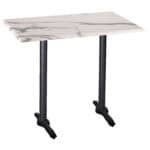 42-Inch Tall Indoor/Outdoor Table with 30 x 48-Inch Diameter White Marble Rectangle Top, Two Black Wrinkle Bases, and 22-Inch Diameter Foot