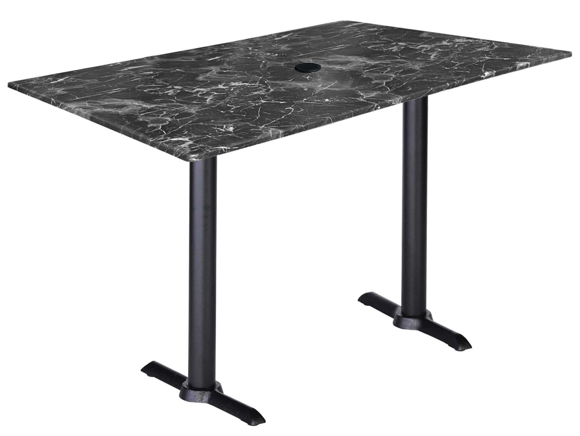 36-Inch Tall Indoor/Outdoor Table with 32 x 48-Inch Diameter Black Marble Rectangle Top with Umbrella Hole, Two Black Wrinkle Bases, and 22-Inch Diameter Foot 1 36-Inch Tall Indoor/Outdoor Table with 32 x 48-Inch Diameter Black Marble Rectangle Top with Umbrella Hole, Two Black Wrinkle Bases, and 22-Inch Diameter Foot