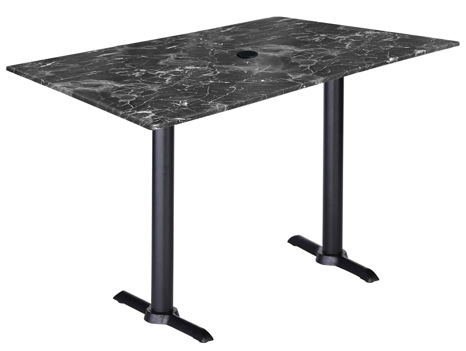 36-Inch Tall Indoor/Outdoor Table with 32 x 48-Inch Diameter Black Marble Rectangle Top with Umbrella Hole, Two Black Wrinkle Bases, and 22-Inch Diameter Foot 6 36-Inch Tall Indoor/Outdoor Table with 32 x 48-Inch Diameter Black Marble Rectangle Top with Umbrella Hole, Two Black Wrinkle Bases, and 22-Inch Diameter Foot