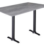 36-Inch Tall Indoor/Outdoor Table with 32 x 48-Inch Diameter Greystone Rectangle Top, Two Black Wrinkle Bases, and 22-Inch Diameter Foot