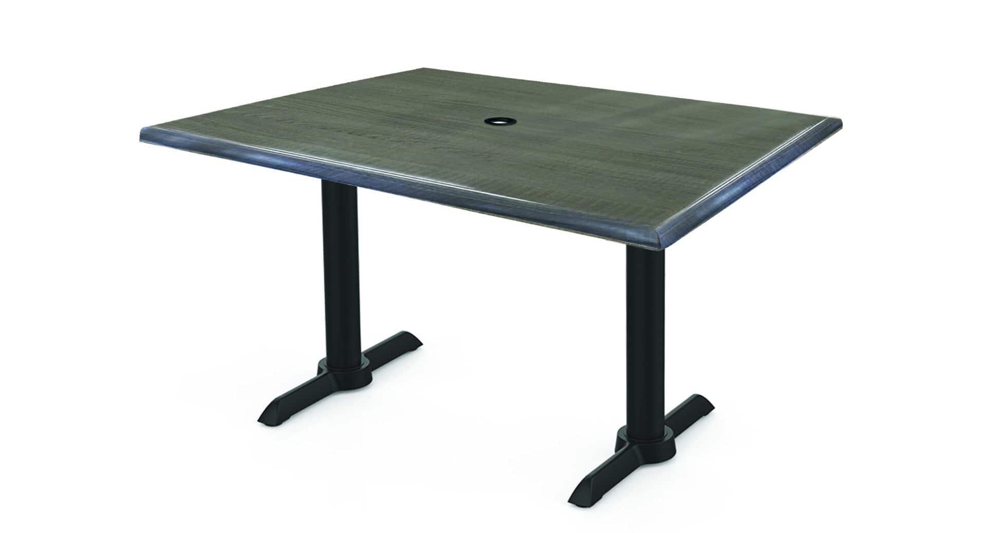 30-Inch Tall Indoor/Outdoor Table with 30 x 48-Inch Diameter Charcoal Rectangle Top with Umbrella Hole, Two Black Wrinkle Bases, and 22-Inch Diameter Foot 1 30-Inch Tall Indoor/Outdoor Table with 30 x 48-Inch Diameter Charcoal Rectangle Top with Umbrella Hole, Two Black Wrinkle Bases, and 22-Inch Diameter Foot