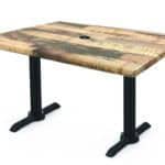 30-Inch Tall Indoor/Outdoor Table with 30 x 48-Inch Diameter Rustic Rectangle Top with Umbrella Hole, Two Black Wrinkle Bases, and 22-Inch Diameter Foot 6 30-Inch Tall Indoor/Outdoor Table with 30 x 48-Inch Diameter Rustic Rectangle Top with Umbrella Hole, Two Black Wrinkle Bases, and 22-Inch Diameter Foot