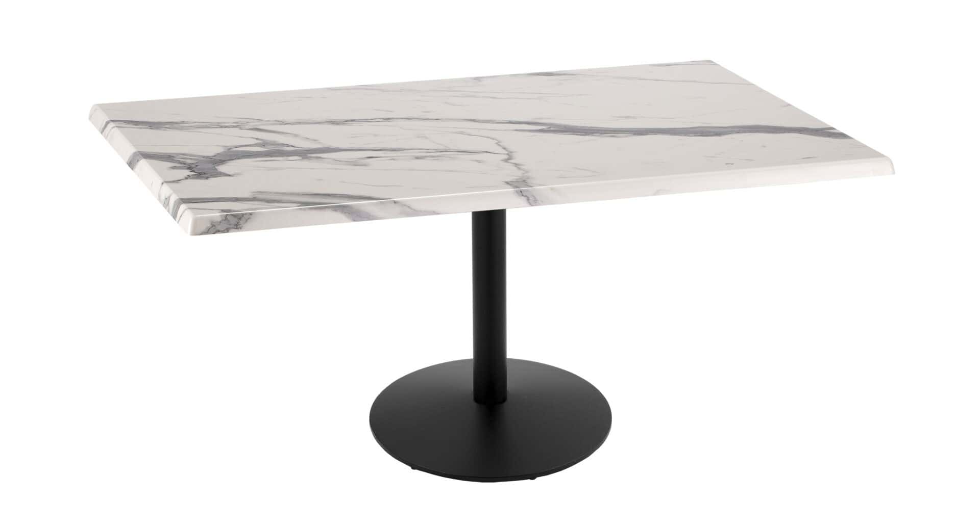 30-Inch Tall Indoor/Outdoor Table with 30 x 48-Inch Diameter White Marble Rectangle Top, Black Wrinkle Base, and 22-Inch Diameter Foot 1 30-Inch Tall Indoor/Outdoor Table with 30 x 48-Inch Diameter White Marble Rectangle Top, Black Wrinkle Base, and 22-Inch Diameter Foot